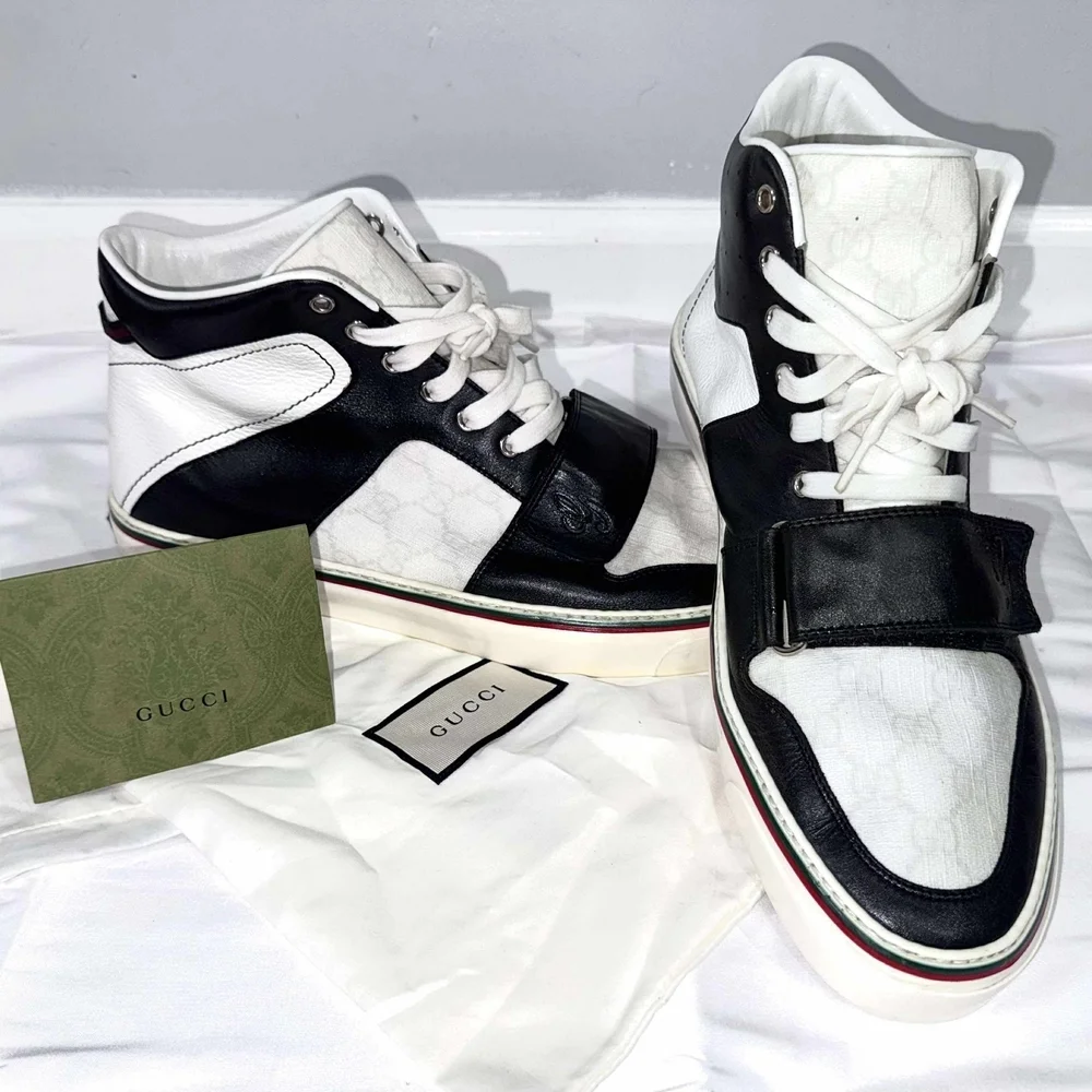 Gucci Men's Monochrome High-Top Sneakers